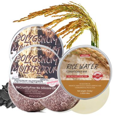 Hotiary Darkening Shampoo Bar Rice Water Conditioner Bar Set, Rice Water Hair Growth Shampoo Soap Bar for Thinning Hair and Hair Loss, pH Balanced, for Fine Oily Hair - Easy for Travel