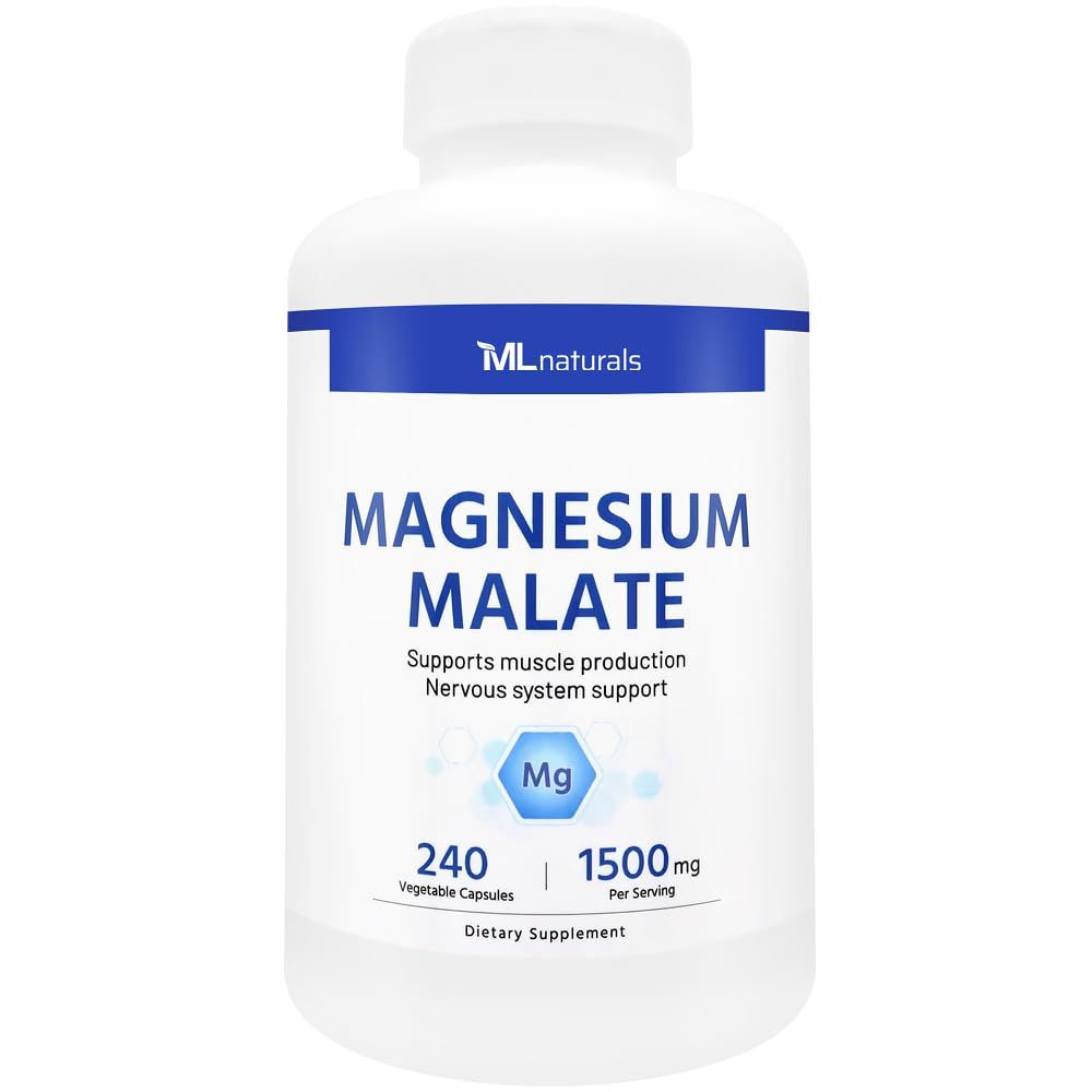 ML Naturals Magnesium Malate 1500mg 240 Vegetable Capsules.