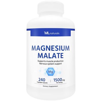 ML Naturals Magnesium Malate 1500mg 240 Vegetable Capsules.