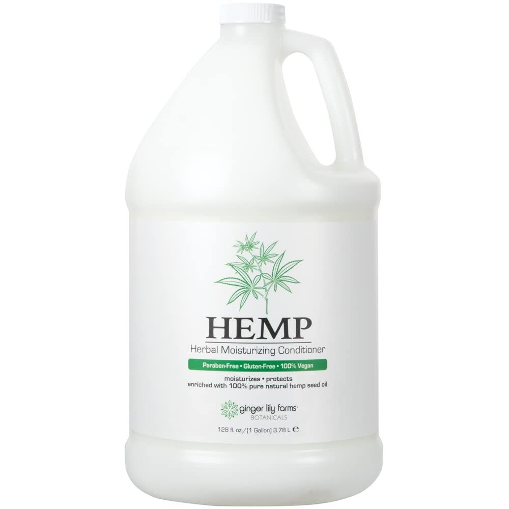 Ginger Lily Farms Botanicals HEMP Herbal Moisturizing Conditioner, Enriched with 100 Pure Natural Hemp Seed Oil, 100 Vegan Cruelty-Free, 1 Gallon Refill