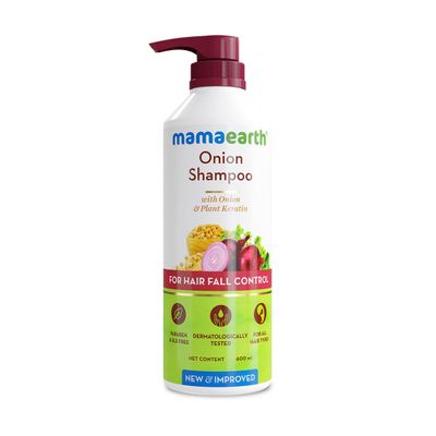 MAMAEARTH Onion Shampoo for Hair Growth Loss Control Moisturizing Gentle Scalp Cleanser with Plant Keratin Sulfate Paraben Free 20.29 Fl Oz (600ml)