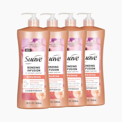 Suave Bonding Infusion Repairing Conditioner, Infused with Bonding Complex, Restorative for Weak or Damaged Hair, 28oz Pump, 4 Pack