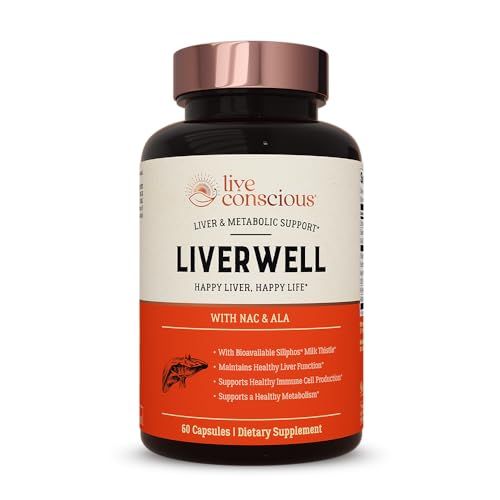 LiverWell Liver Cleanse, Rejuvenation, Metabolic Support - Liver Supplement for Liver Health wHighly Bioavailable Milk Thistle Extract, N-Acetyl Cysteine, Alpha Lipoic Acid, Zinc, Selenium - 60 Caps