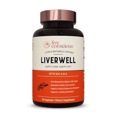 LiverWell Liver Cleanse, Rejuvenation, Metabolic Support - Liver Supplement for Liver Health wHighly Bioavailable Milk Thistle Extract, N-Acetyl Cysteine, Alpha Lipoic Acid, Zinc, Selenium - 60 Caps