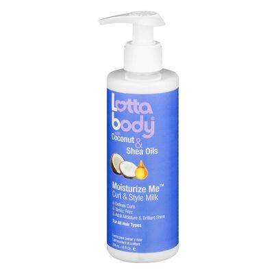 Lottabody, Coconut Oil and Shea Moisturize Me Curl Style Milk, Defines Curls, Anti Frizz, Adds Moisture Shine 8 Fl Oz