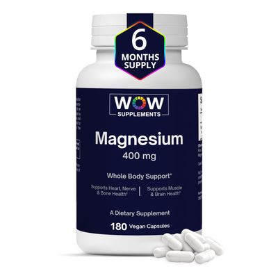 WOW Supplements Magnesium 400 mg Complex - Supplement for Men and Women - Citrate, Aspartate Magnesium Oxide 400mg - 180 Capsules
