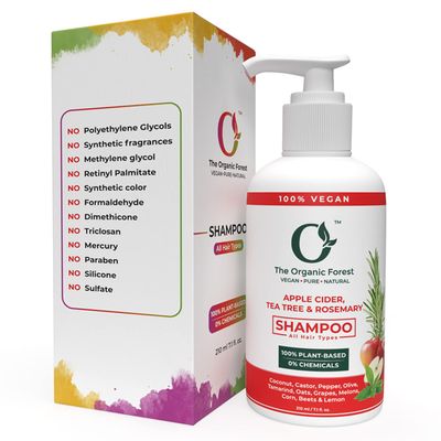 Apple Cider Vinegar, Tea Tree Rosemary Shampoo - Sulfate Free, Natural Organic Shampoo for Oily Hair, Dandruff, Itchy Scalp Thinning Hair - Ideal for Women Men with Dry Scalp Grey Hair