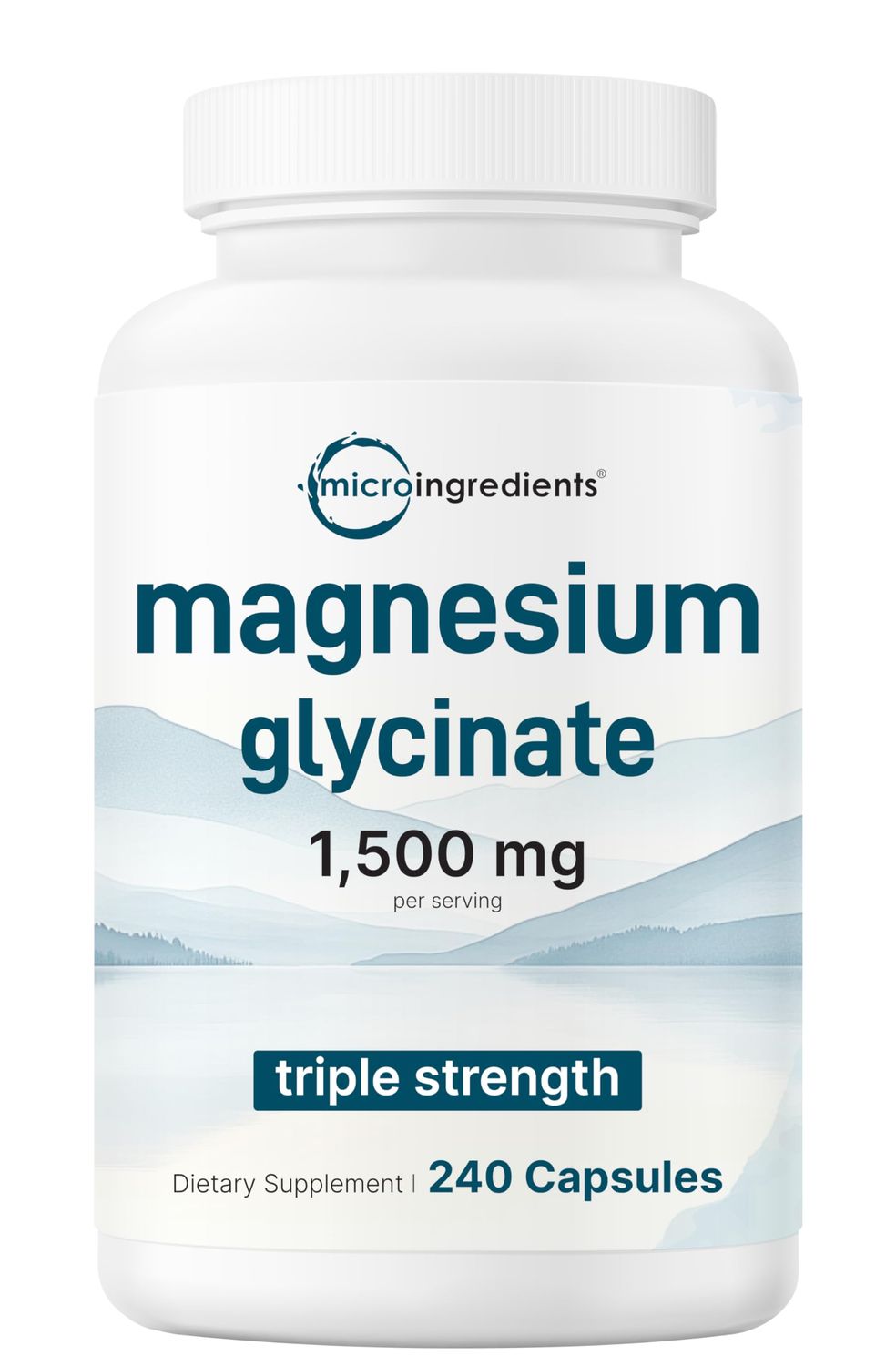 Triple Strength Magnesium Glycinate 1,500mg Per Serving, 240 Capsules Easily Absorbed Chelated Magnesium Elemental Form Healthy Muscle, Bones, Mood Support Supplement Non-GMO