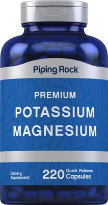 Piping Rock Potassium Magnesium Supplement 220 Capsules Non-GMO, Gluten Free Premium Complex