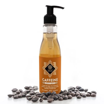 Skin Elements Caffeine Shampoo (6.76 fl.oz) - infused with Argan Almond Oil (Vitamin E Booster) for Hair Fall Control - SLS Paraben Free