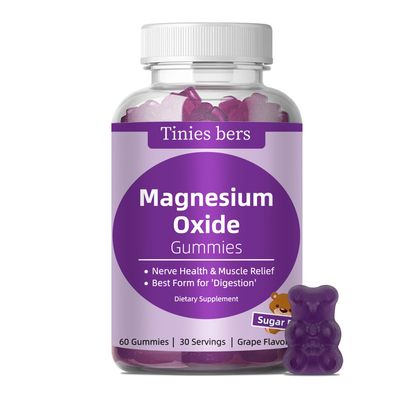 Magnesium Oxide Gummies 500mg, Sugar Free for Adults Kids, Best Mg Form for Digestion , for Sleep, Nerve, Head Health, Muscle Stress Relief, Gluten Free, Non GMO, Vegan, Pectin, 60