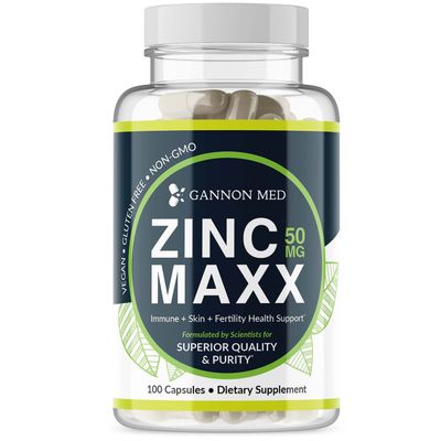 GANNON MED Zinc Maxx - 100 Capsules, Zinc Gluconate Immune Booster for Reproductive Health and Skin Care - 3 Month Supply