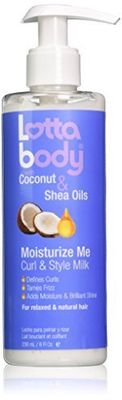 Lottabody, Coconut Oil and Shea Moisturize Me Curl Style Milk, Defines Curls, Anti Frizz, Adds Moisture Shine 8 Fl Oz