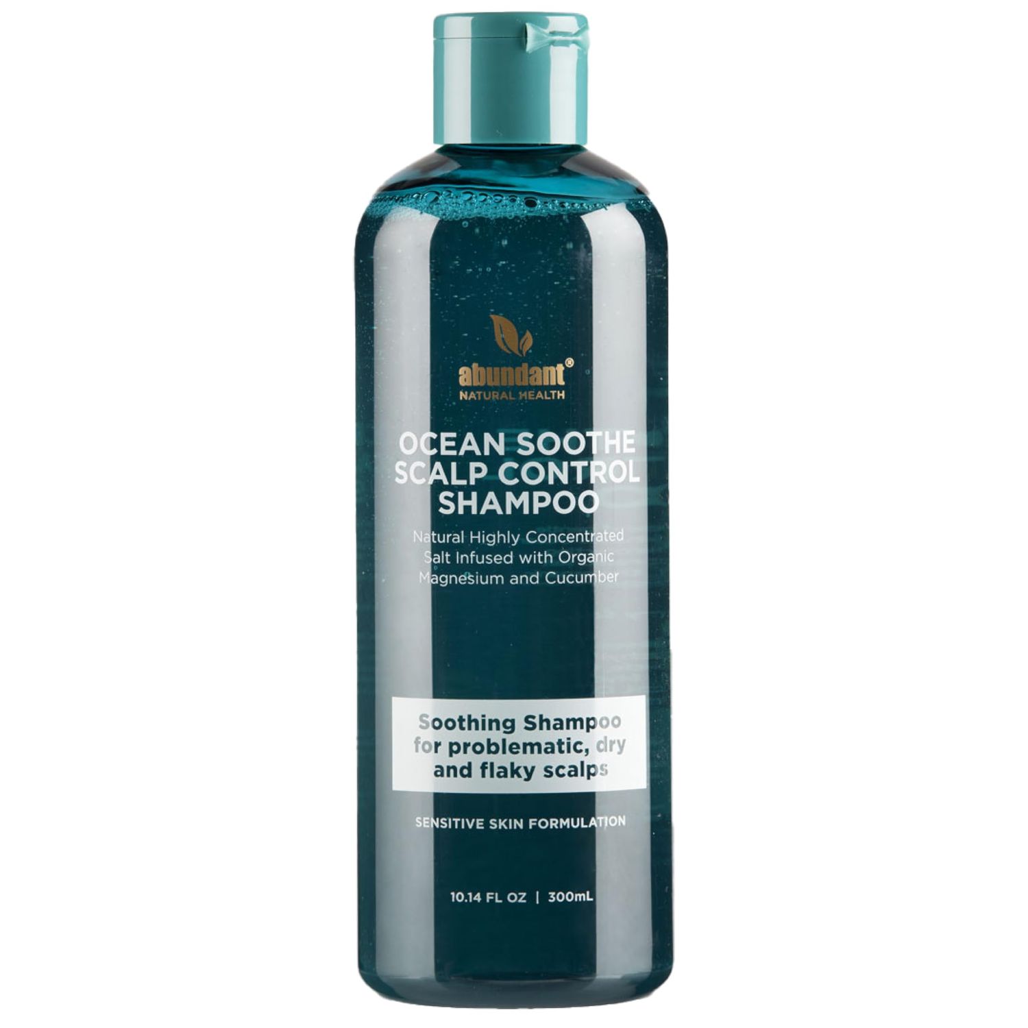 Abundant Natural Health Ocean Soothe Scalp Control Shampoo with Highly Concentrated Magnesium Salt and Cucumber Juice to Hydrate Dry, Flaky Scalps, Nourish and Protect Hair Follicles, 300mL