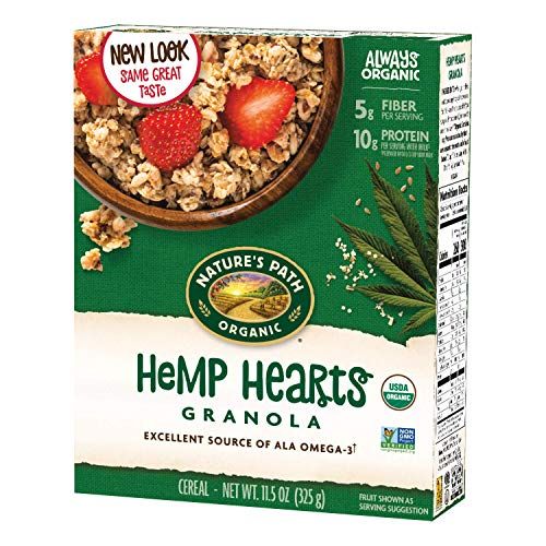 Nature&#39;s Path Organic Hemp Hearts Granola, 11.5 Ounce (Pack of 6), Non-GMO, 30g Whole Grains, Heart Healthy, 10g Plant Based Protein, with Omega-3 Rich Flax Seeds