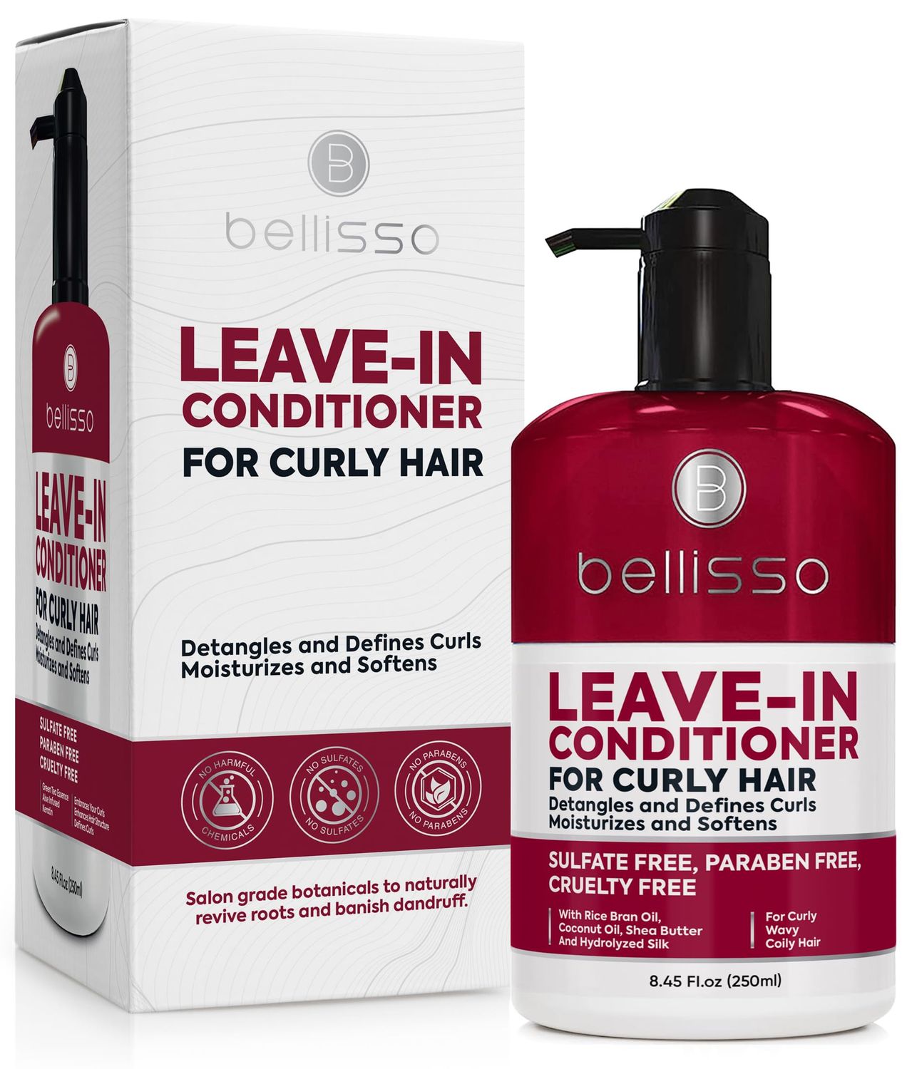 Leave in Conditioner for Curly Hair - Frizz Control for Women and Men - Restores Dry, Damaged and Wavy Hair - Detangler Cream and Sulfate Free Anti Static Moisturizer Treatment with Shea Butter