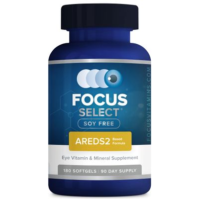 Focus Select Soy Free AREDS2 Based Eye Vitamin-Mineral Supplement - AREDS2 Based Supplement for Eyes (180 ct. 90 Day Supply) - AREDS2 Based Low Zinc Formula - Eye Vision Supplement and Vitamin, 1 Pack