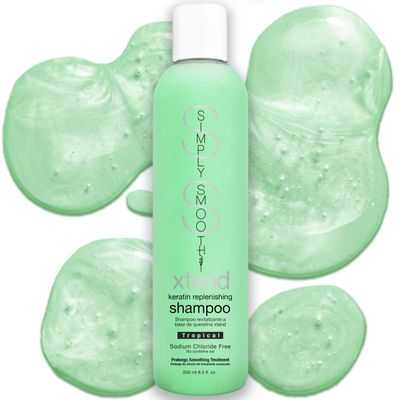 SIMPLY SMOOTH Xtend Keratin Replenishing Shampoo Tropical Sulfate-Free Daily Cleanser for Dry, Frizzy, Damaged Hair Smooths, Strengthens, Hydrates, Color Keratin Treatment Safe 8.5 oz