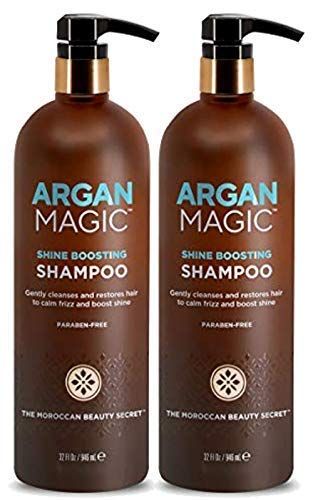 ARGAN MAGIC Shine Boosting Shampoo - Gently Cleanses and Restores Hair to Calm Frizz and Boost Shine Made in USA, Paraben Free, Cruelty Free (32 Ounce 2 Pack)