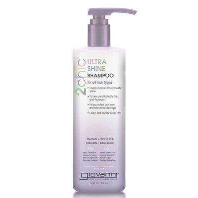 Giovanni 2chic Ultra-Shine Shampoo, 24 oz. - All Hair Types, Dual Taming Complex of Tsubaki Seed Oil White Tea, Long Lasting Vibrance, Tames Frizz Flyaways