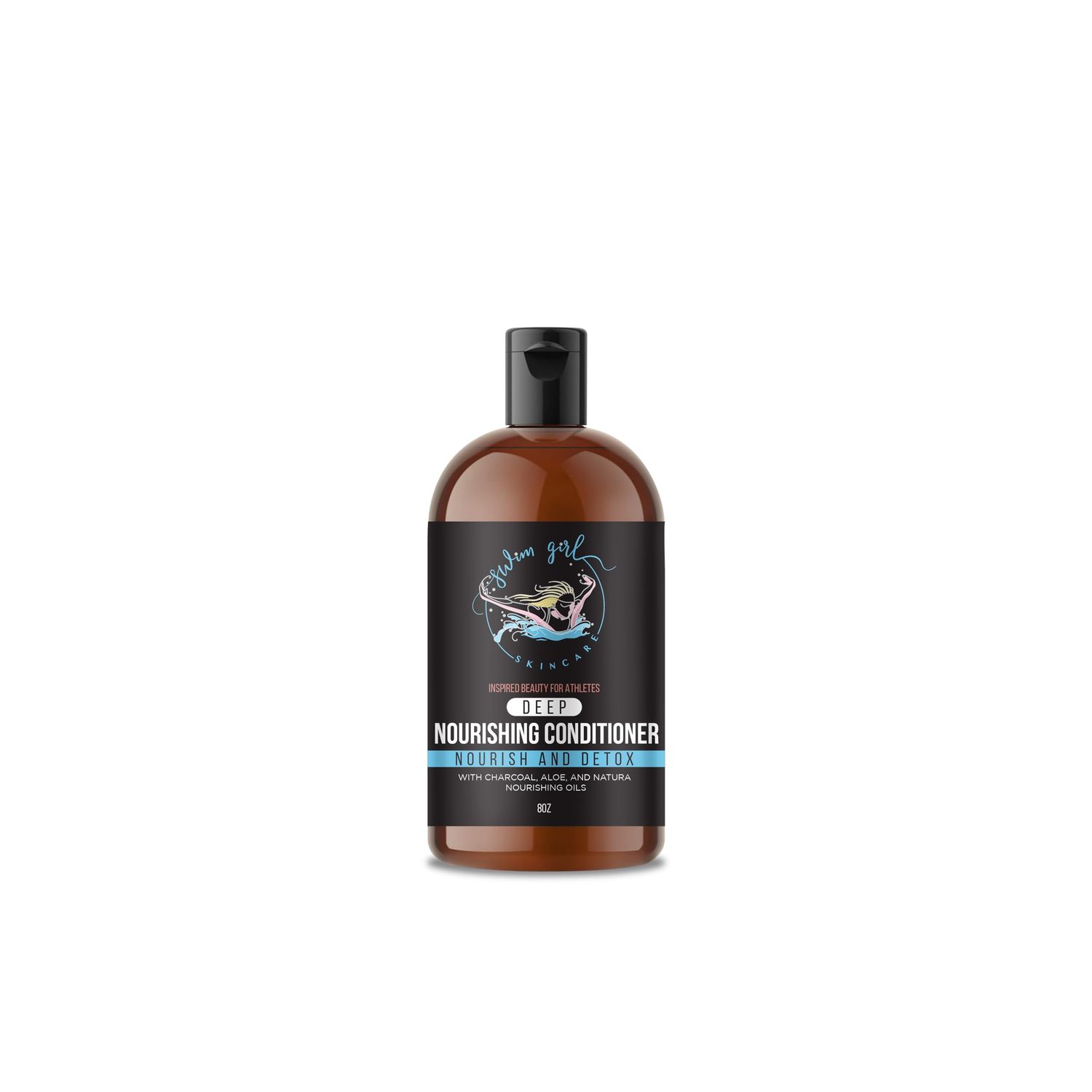 Swim Girl Skincare Deep Nourishing Conditioner Nourish and Detox With Charcoal, Aloe, and Natural Nourishing Oils Inspired Beauty for Athletes 8 fl oz (Pack of 1)