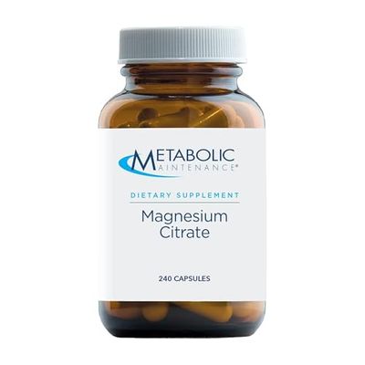 Metabolic Maintenance Magnesium Citrate - 167mg Per Capsule, Pure Magnesium Vitamin C Supplement - Calm, Sleep, Muscle GI Support, No Fillers (240 Capsules)