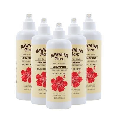 Hawaiian Tropic Revitalizing Shampoo 5 Pack, 380ml Bottle, Silky Coconut Scent, SLS Free,Paraben Free, Hotel Bathroom Amenities, Bulk Size, Air Bnb, Guest Bathroom Essentials, Airbnb