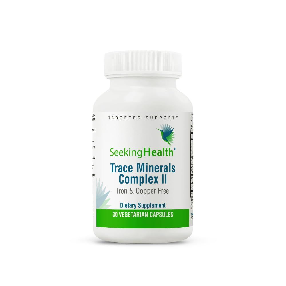Seeking Health Trace Minerals Complex II - Immune Health Brain Health Supplement with Zinc Selenium - Copper- and Iron-Free Formula - Energy, Skin Hair Support Supplement - 30 Capsules