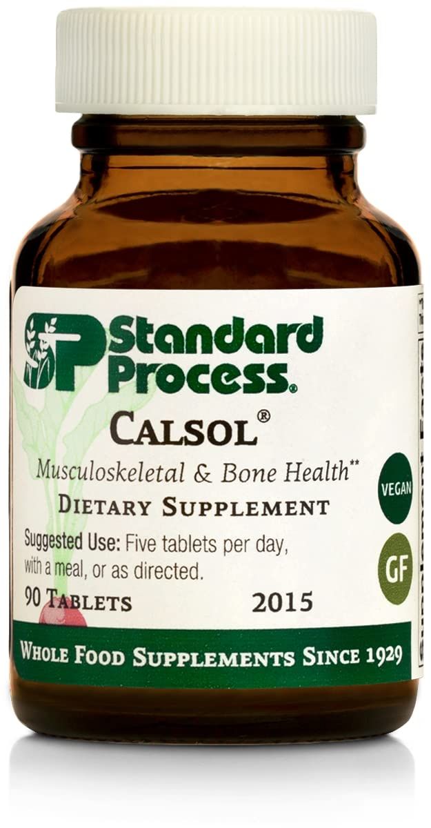 Standard Process Inc. Calsol - Provides Skeleton, Digestive, Muscle, and Gallbladder Support with Whole Food Calcium, Phosphorus, and Magnesium Citrate - Vegan, Vegetarian, Gluten Free - 90 Tablets