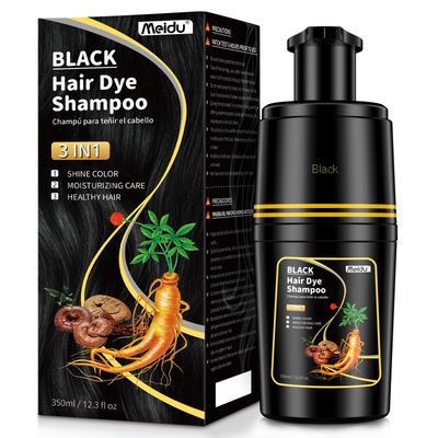 IIIMEIDU Black Hair dye Shampoo 3 in 1, Natural Hair Color Shampoo for Gray Hair, Shampoo Tinte Para el Cabello for Women and Men 100 Grey Hair Coverage, 350ml