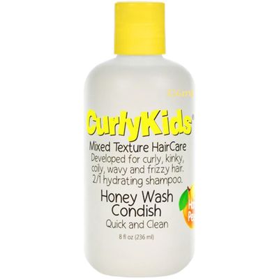 CurlyKids Honey Wash Condish 2-in-1 Hydrating Shampoo Conditioner for Kids - Sulfate-Free Kids Hair Care for Curly, Kinky, Coily Wavy Hair Moisturizing Detangling Curl Shampoo, 8oz (Pack of 3)