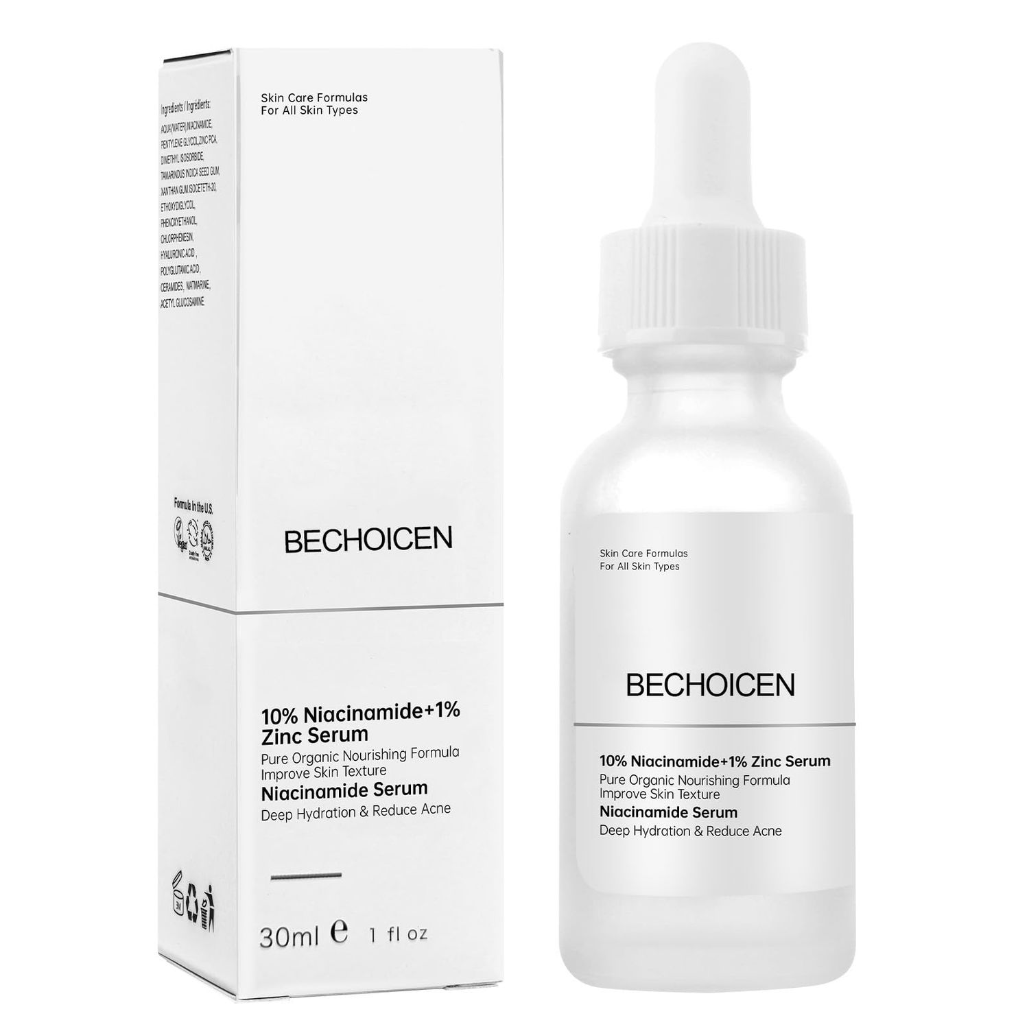 Niacinamide 10 Zinc 1 Pore Minimizer Serum for Face, B3 Niacinamide and Hyaluronic Acid Face Serum for Women Anti Aging, Acne Control,Oil Balancing Skin Barrier Repair,30ml