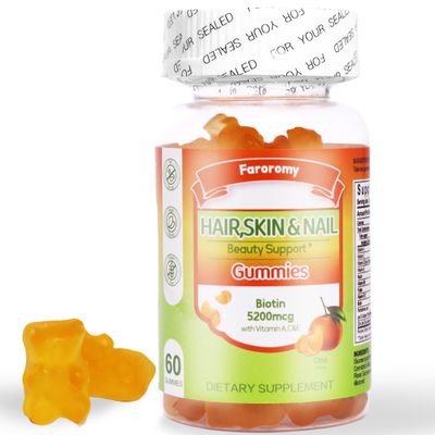 Faroromy Multivitamin Gummies for Adult 5200mcg Biotin, Citrus Flavored Daily Multivitamins with Vitamins A, C, D3, E, B6 and B12, Zinc-Skin, Hair Growth, All Over Health