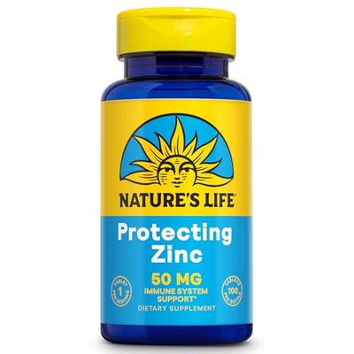 NATURE&#39;S LIFE Protecting Zinc 50mg with 2.5mg Copper - Chelated Zinc Supplement for Immune Support, Bone Health, Muscle Function and Heart Health Support, 60-Day Guarantee, 100 Servings, 100 Tablets