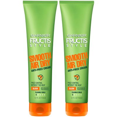 Garnier Fructis Style Smooth Air Dry Anti-Frizz Cream, Sleek, 5.1 Fl Oz, Pack of 2 (Packaging May Vary)