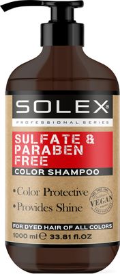 SOLEX Color Care Shampoo for Color Treated Hair - Sulfate Paraben Free - Helps Protect Hair and Maintain Vibrant Color - Color Protection for All Hair Type, Vegan (1 pack x 33.8 Fl Oz. 1000 mL)