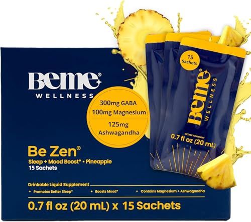 BeMe Be Zen Magnesium Sleep Drink - Relaxing Liquid Magnesium Glycinate L-Theanine Sleep Support Supplement with Ashwagandha, GABA Chamomile
