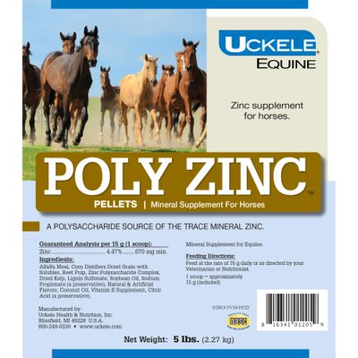 Uckele by SmartEquine Poly Zinc Pellets Pelleted Zinc Supplement for Horses Hoof Care Vitamins and Minerals Pellets Supports Bone and Hoof Wellness Equine Skin Coat Supplement 5 lb