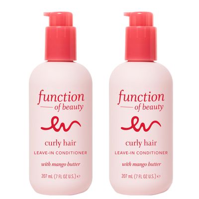 FUNCTION OF BEAUTY Leave In Conditioner for Curly Hair, 7 oz Each (2-Pack) - Sulfate Free Conditioner with Mango Butter Hydrates, De-Frizzes and Defines Curls