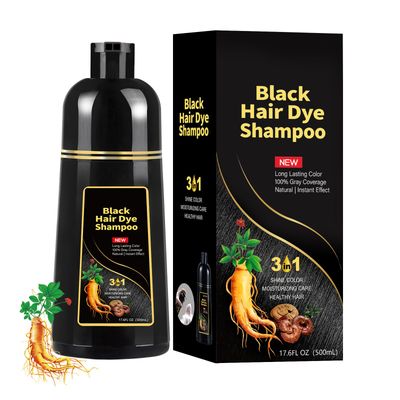 Black Hair Dye Shampoo 3 in 1 100 Gray Coverage Black Hair Color Shampoo Gives You Long-Lasting Color and Instant Effect No More Spending Time and Money Going to the Salon to Color Your Hair.(500mL)