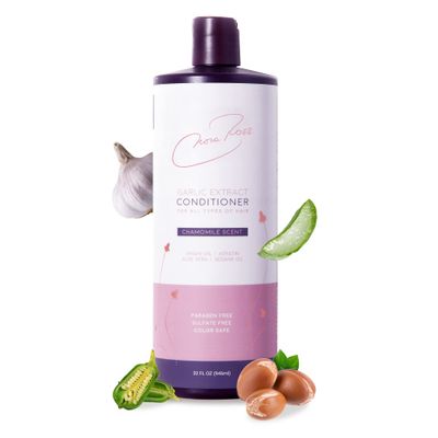 Nora Ross Purple Nourishing Conditioner with Garlic Extract for Damaged Hair, Conditioner for Smooth Shiny Hair for All Hair Types with Argan Oil, Aloe Extract, Chamomile Scent for Freshness, 32Oz