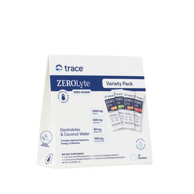 Trace Minerals ZeroLyte - Drink Mix Powder Supports Hydration Energy - Aids Healthy Nerve Muscle Function - Support Heart Digestion Health - Variety Pack, 12 Packets (12 Servings)