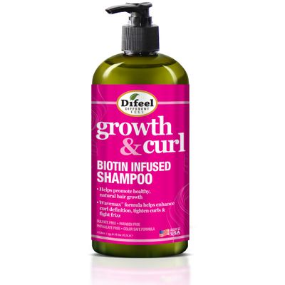 Difeel Growth and Curl Biotin Shampoo 33.8 oz. - Curly Hair Shampoo for Hair Growth, Natural Curl Shampoo