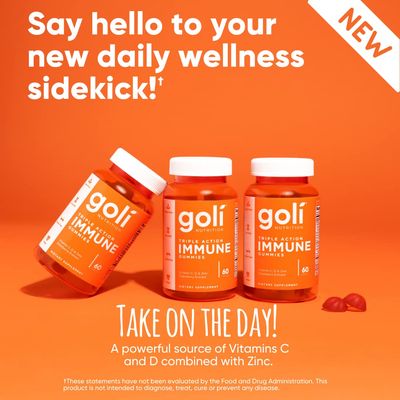 Goli Immune Vitamin Gummy - 60 Count - Elderberry, Vitamin C, D Zinc, Vegan, Non-GMO, Gluten-Free Gelatin-Free, Pack of 1