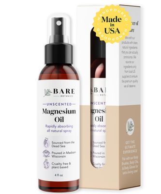 Bare Botanics Unscented 4oz Pure Magnesium Oil Spray from The Dead Sea Rapidly Absorbing Handpoured in Madison, WI Supports Sleep Soothes Sore Muscles