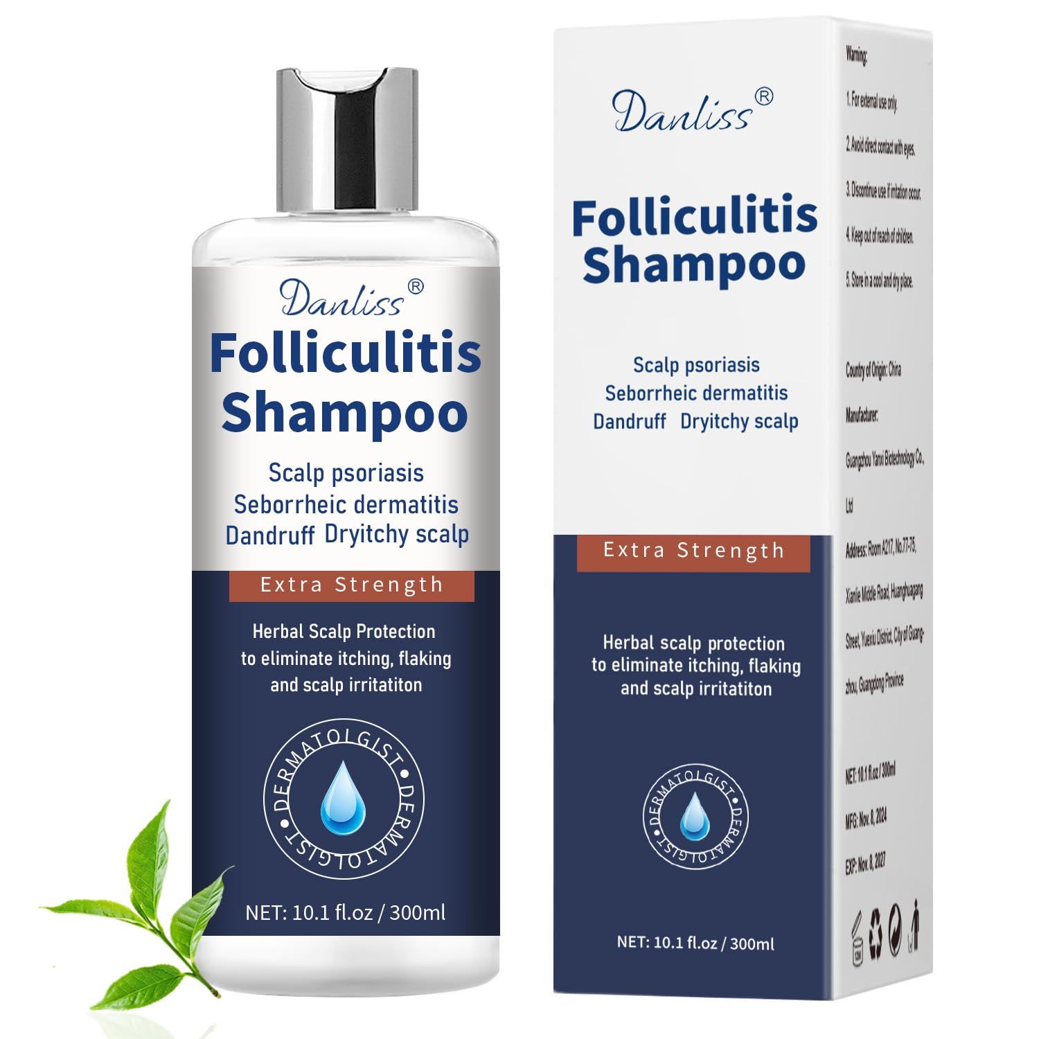 Sulfate Free - Anti Fungal Folliculitis Treatment Shampoo With Formula for Prone to Folliculitis,Seborrheic Dermatitis,For Normal to Oily Scalp Relieves Itchy Dry Scalp, Dandruff - 10.1 Oz