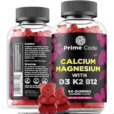 Calcium Gummies for Women Men with Magnesium Vitamin B12 Vitamin K2 Vitamin D3 Calcium Supplement for Adults 100mg, Magnesium Supplement for Adults 50mg Vegan Non-GMO