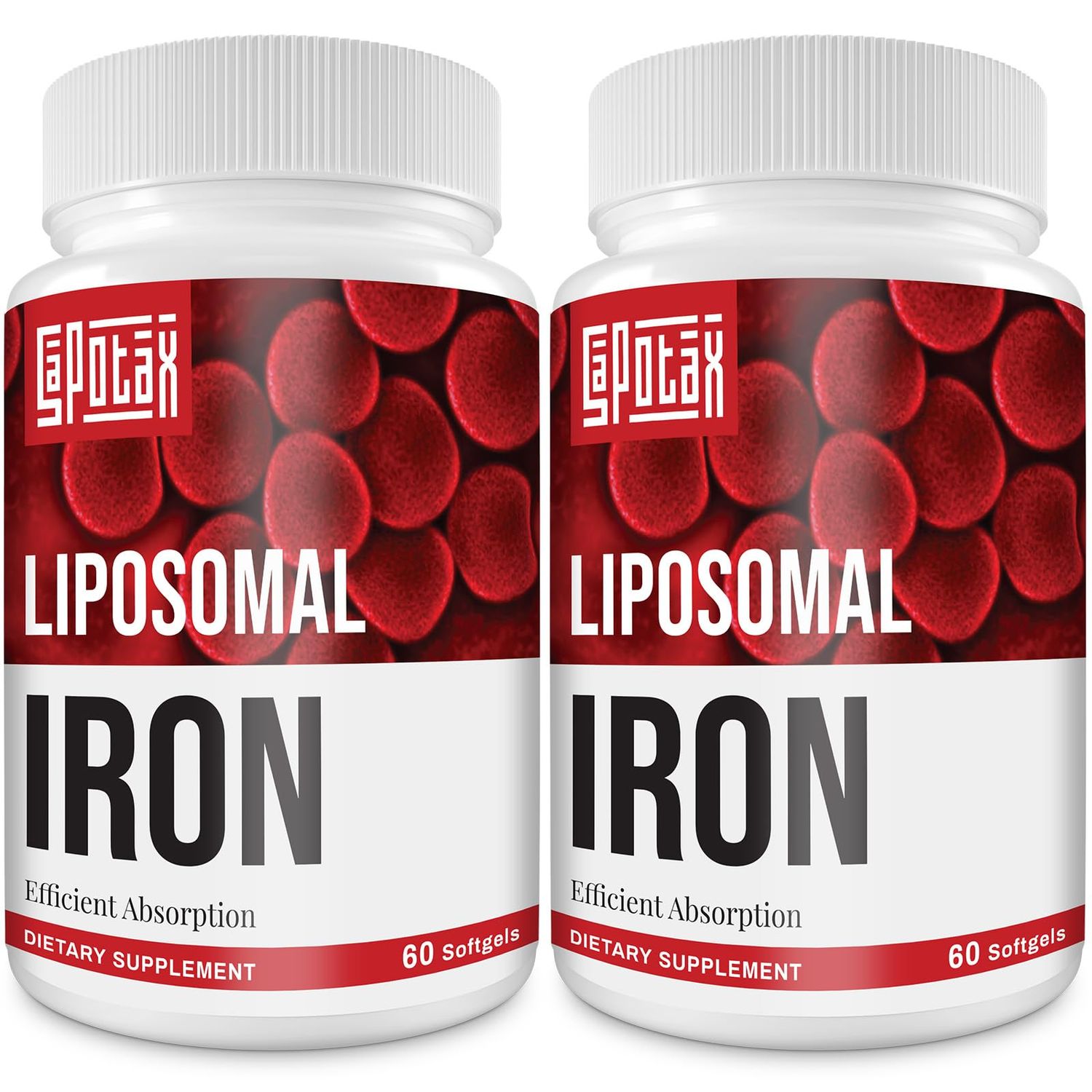 Liposomal Fe Iron Supplement for Women,65 mg Iron Supplements with Folic Acid Vitamin B12 for Men,Red Blood Cell Production,Energy Support for Adults Iron Deficiency 60 Softgels(2 Bottle)