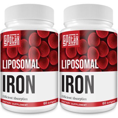 Liposomal Fe Iron Supplement for Women,65 mg Iron Supplements with Folic Acid Vitamin B12 for Men,Red Blood Cell Production,Energy Support for Adults Iron Deficiency 60 Softgels(2 Bottle)