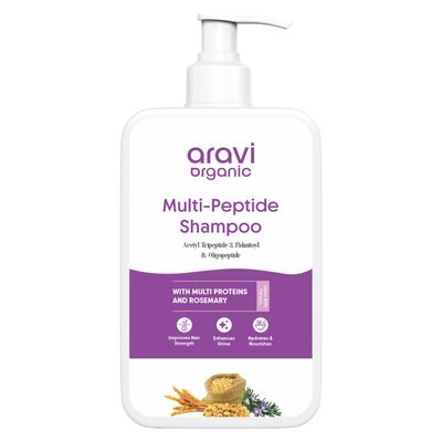 Aravi Organic Multi Peptide Hairfall Shampoo - Acetyl Tripeptide 3, Palmitoyl, Oligopeptide Rosemary - 6.7 FL Oz 200 ml